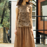 Famecoco Textured Ramie Midi Skirt