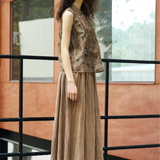 Famecoco Textured Ramie Midi Skirt