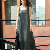 Famecoco Crinkled Layered Maxi Dress