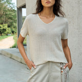 Famecoco Bouclé V-Neck T-Shirt