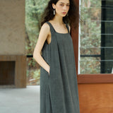 Famecoco Crinkled Layered Maxi Dress
