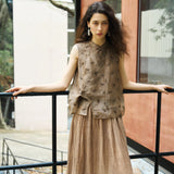 Famecoco Textured Ramie Midi Skirt