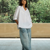 Famecoco Light Wash  Barrel Leg Denim Jeans