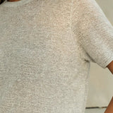 Famecoco Sheer Open-Knit Crew Neck Tee