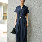 Famecoco Linen Lyocell Shirt Dress