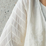 Famecoco Sheer Striped Crop Cardigan