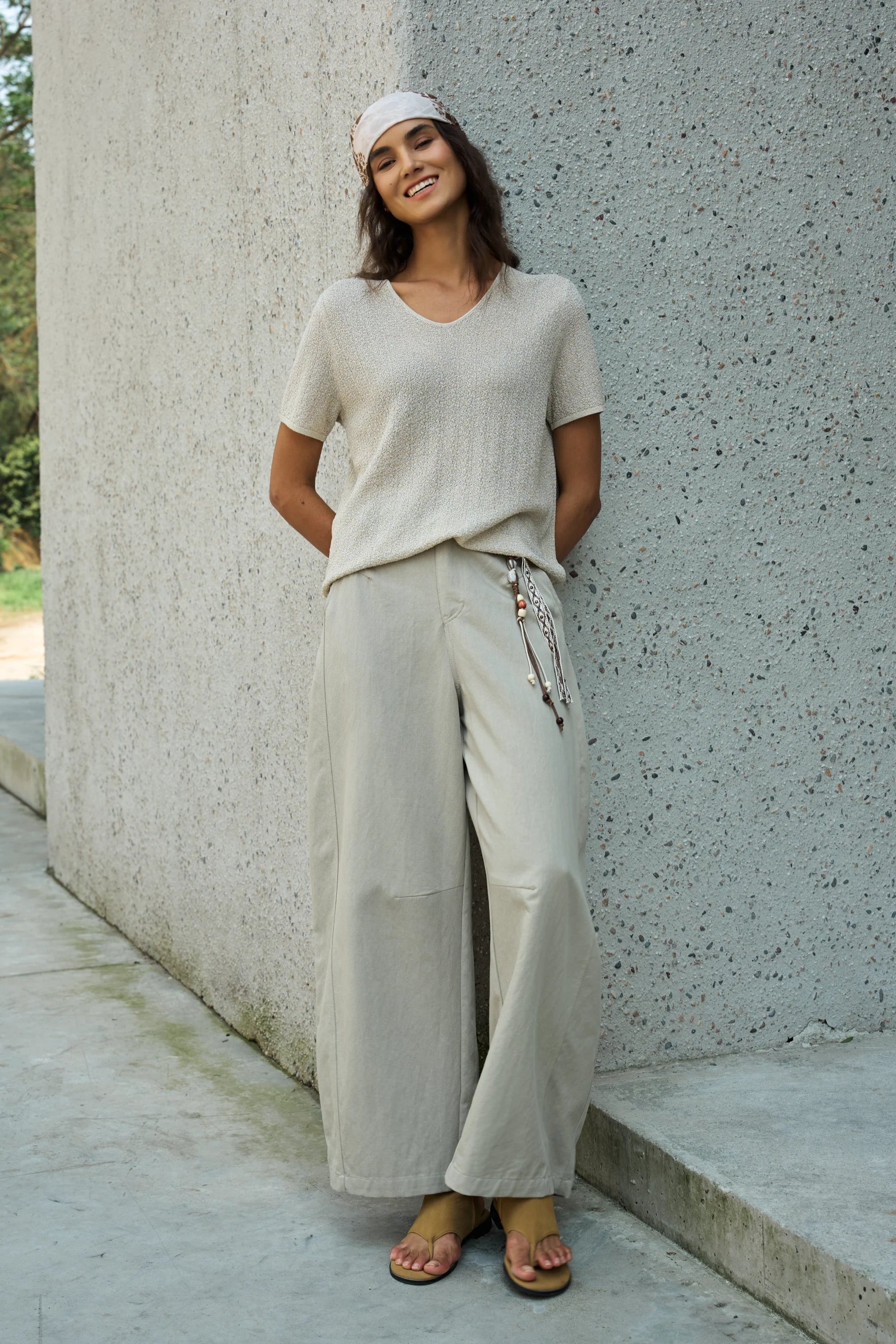 Famecoco Lyocell Wide Leg Culottes Pants