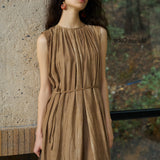 Famecoco Gathered Neckline Maxi Dress