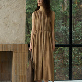 Famecoco Gathered Neckline Maxi Dress
