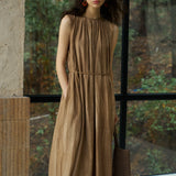 Famecoco Gathered Neckline Maxi Dress