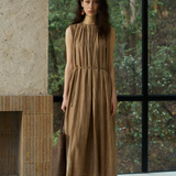 Famecoco Gathered Neckline Maxi Dress