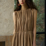 Famecoco Gathered Neckline Maxi Dress