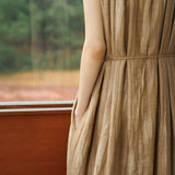 Famecoco Gathered Neckline Maxi Dress