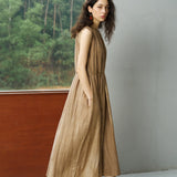 Famecoco Gathered Neckline Maxi Dress
