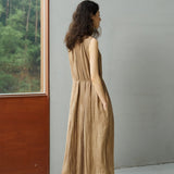 Famecoco Gathered Neckline Maxi Dress