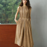 Famecoco Gathered Neckline Maxi Dress