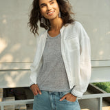 Famecoco 100% Linen Cropped Shirt