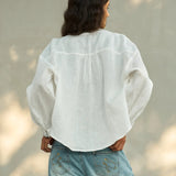 Famecoco 100% Linen Cropped Shirt