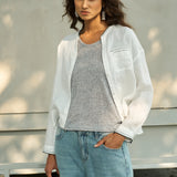 Famecoco 100% Linen Cropped Shirt