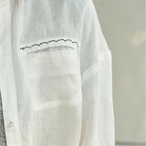 Famecoco 100% Linen Cropped Shirt