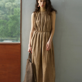 Famecoco Gathered Neckline Maxi Dress