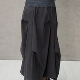 Lyocell Draped Barrel Maxi Skirt