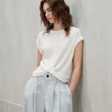 Lyocell Twist Front Cap Sleeve Top