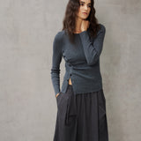 Lyocell Draped Barrel Maxi Skirt