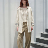 Embroidered Cuff Cotton Linen Coat