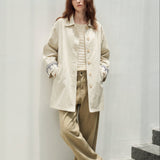 Embroidered Cuff Cotton Linen Coat