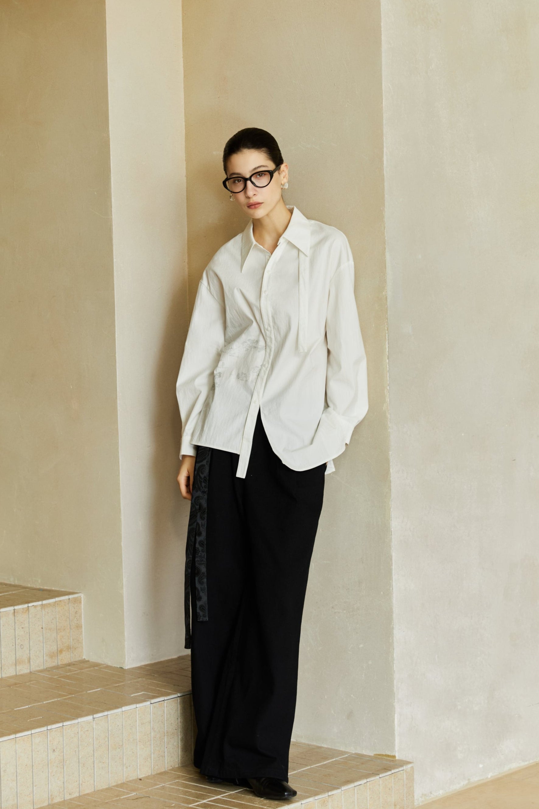 Famecoco Signature Shirt with Tie Neck Detail