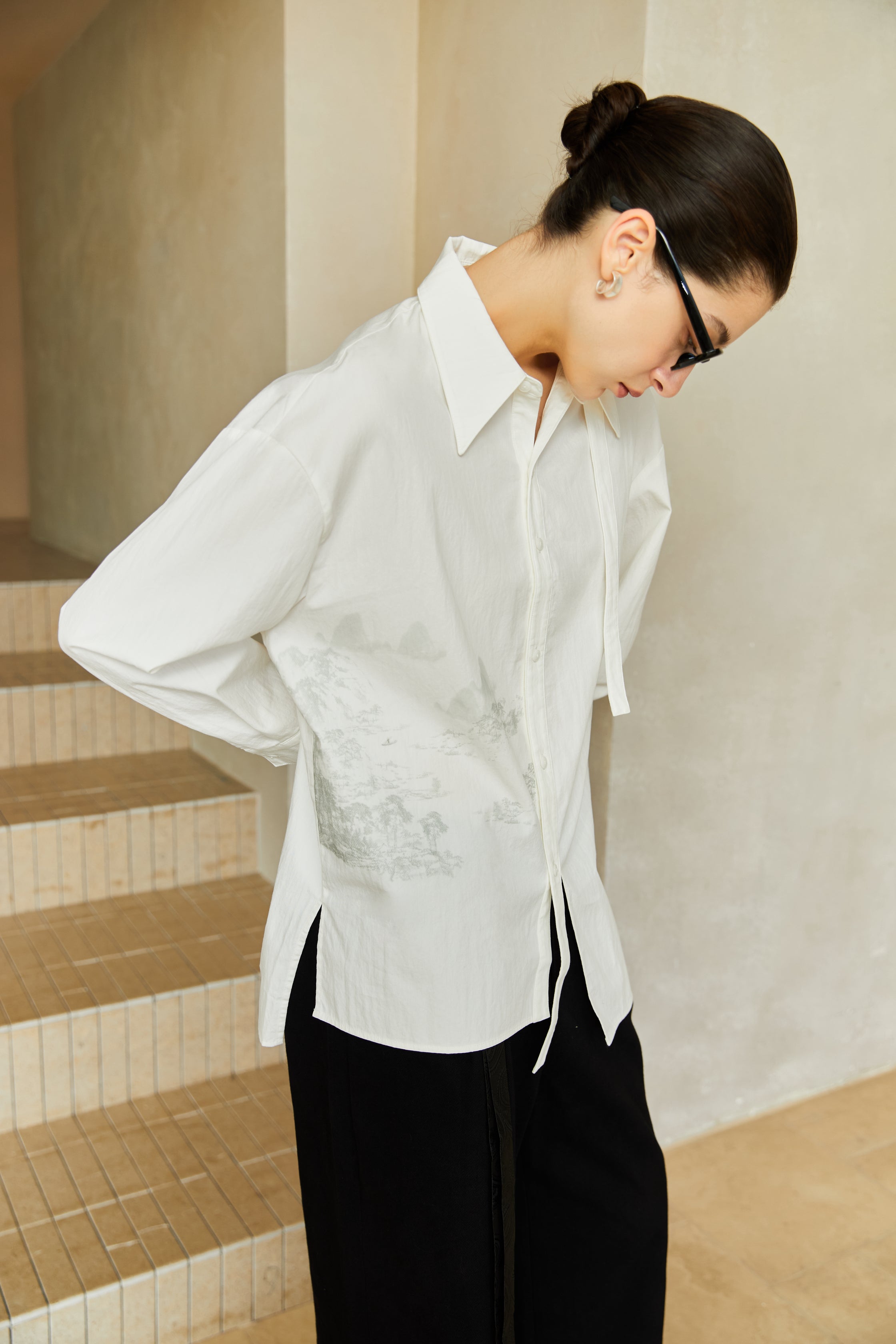 Famecoco Signature Shirt with Tie Neck Detail