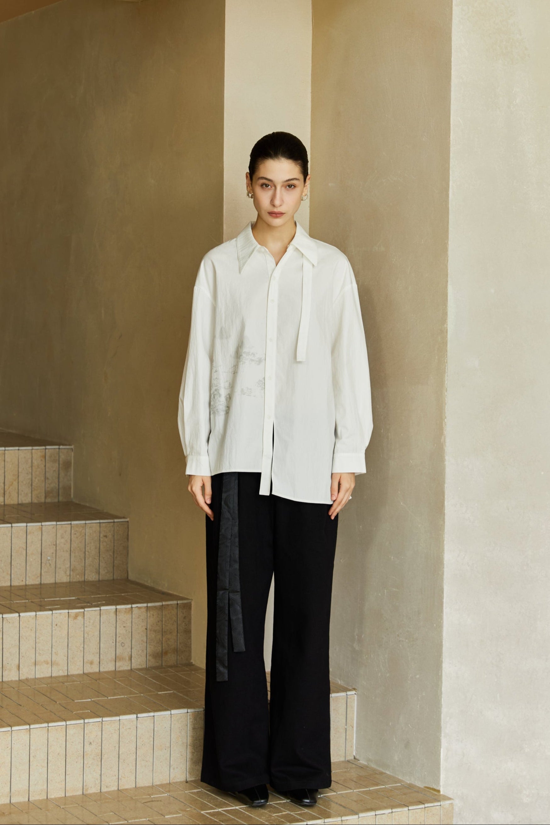Famecoco Signature Shirt with Tie Neck Detail