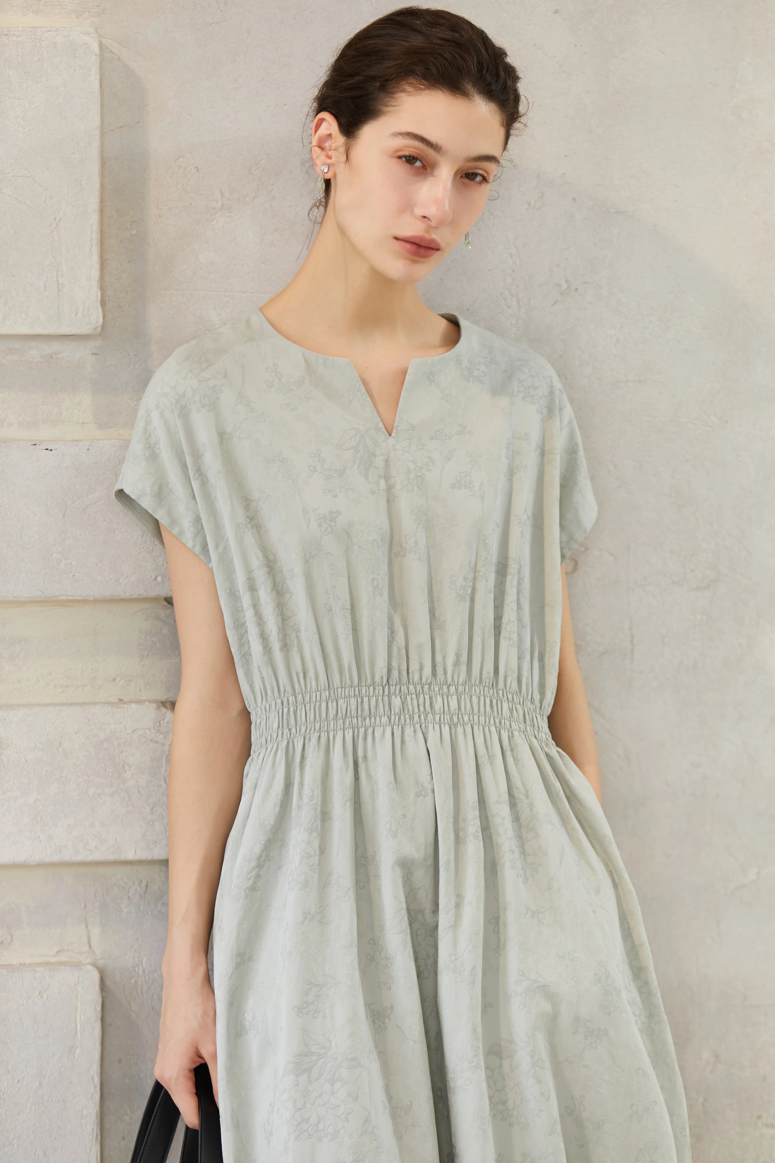 Famecoco Elegant Tencel Cotton Midi Dress