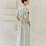 Famecoco Elegant Tencel Cotton Midi Dress