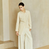 Famecoco Cotton‑Stretch Asymmetric Shirt