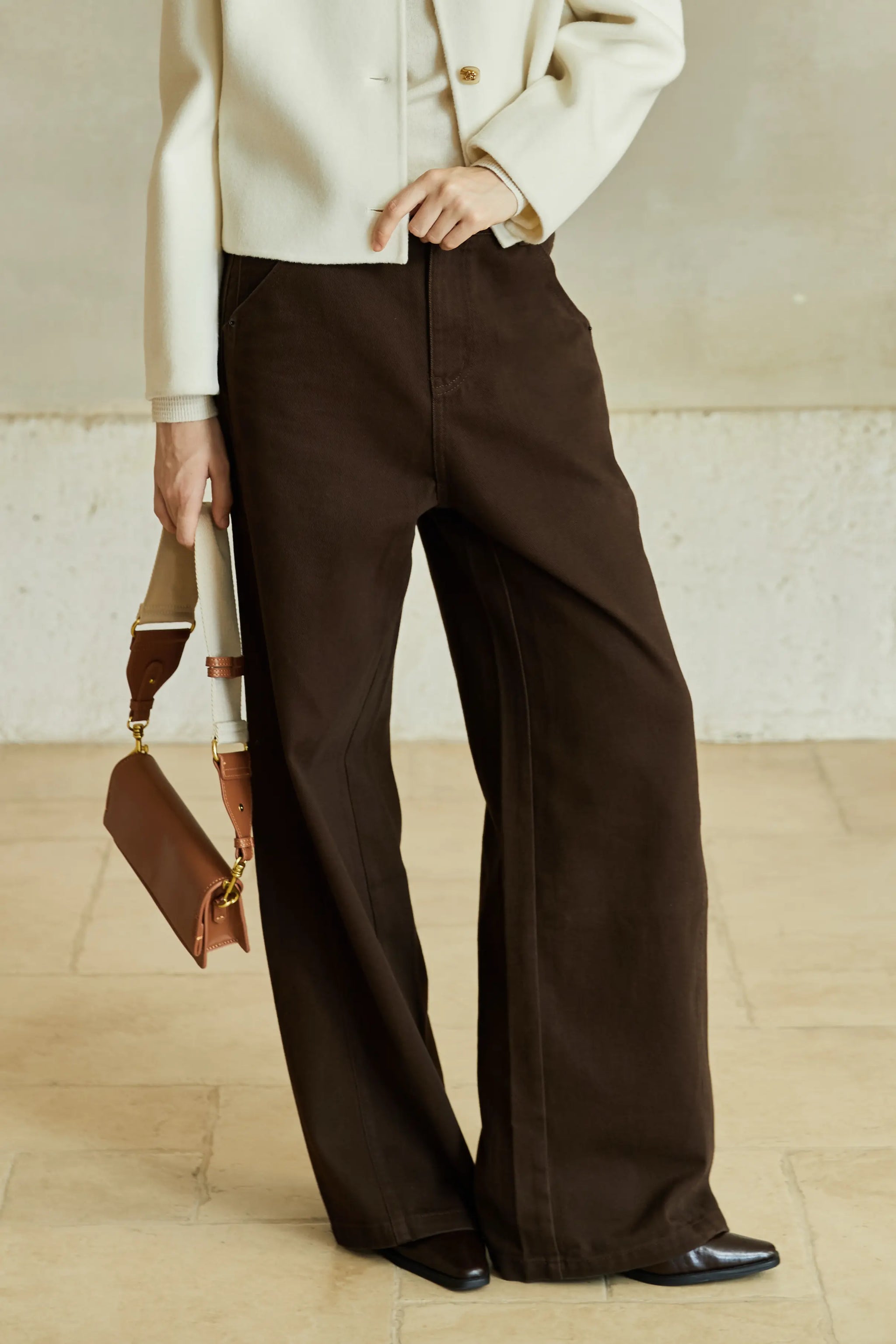 Famecoco Relaxed Wide‑Leg Cotton Jeans