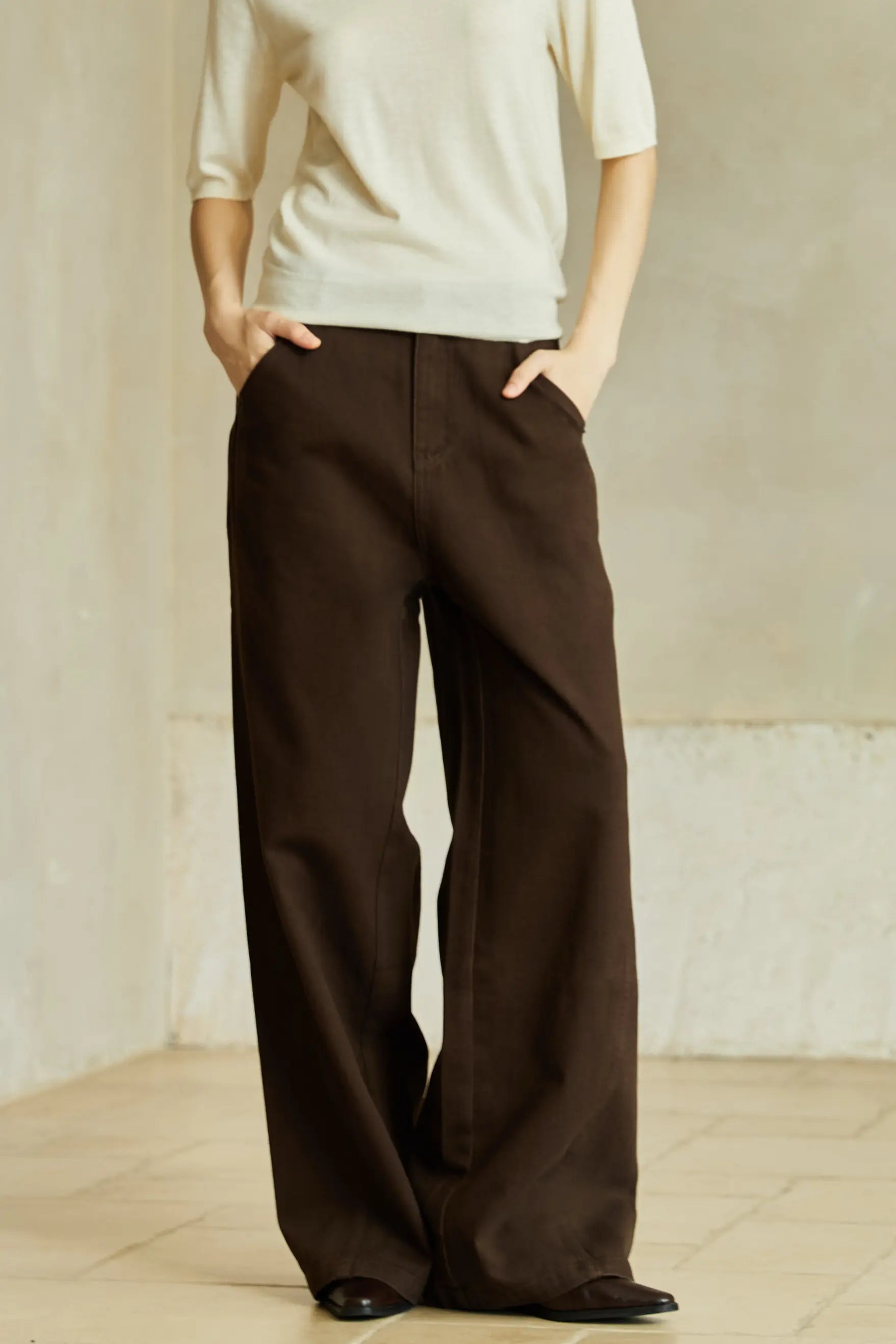 Famecoco Relaxed Wide‑Leg Cotton Jeans