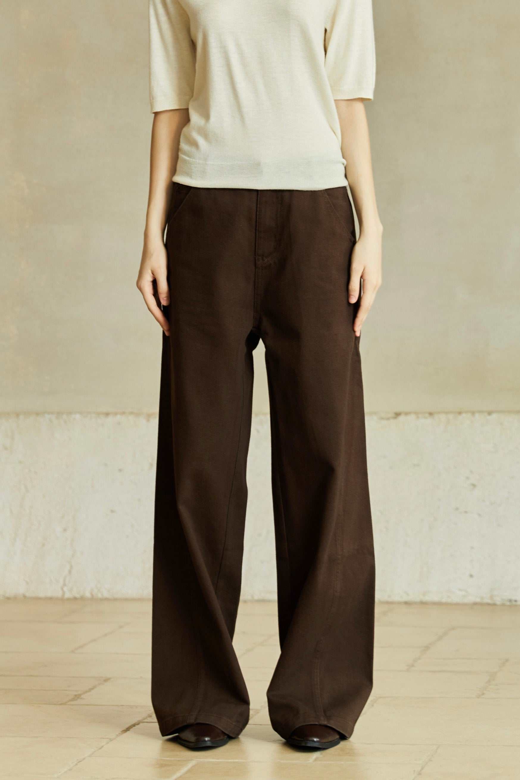 Famecoco Relaxed Wide‑Leg Cotton Jeans