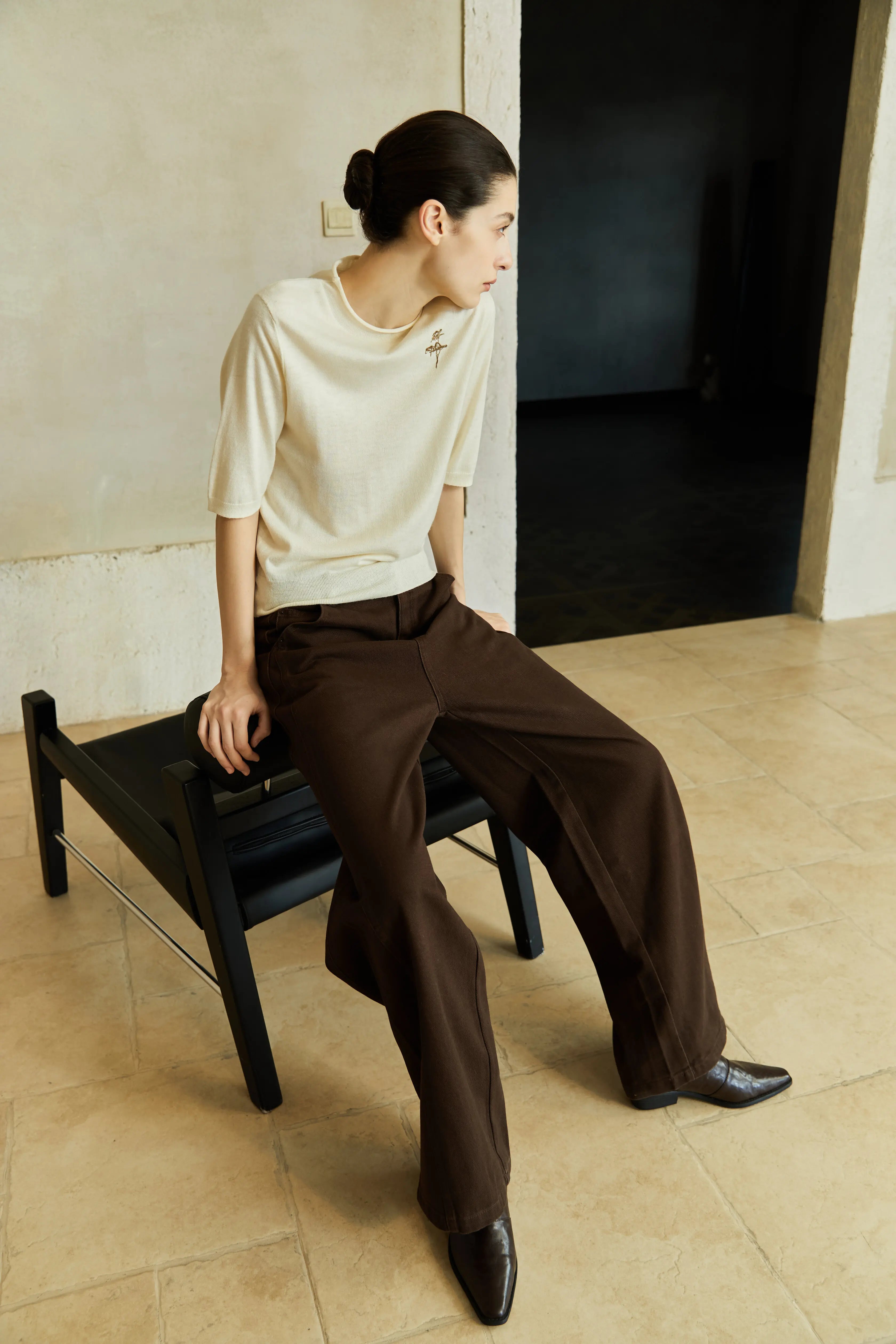 Famecoco Relaxed Wide‑Leg Cotton Jeans