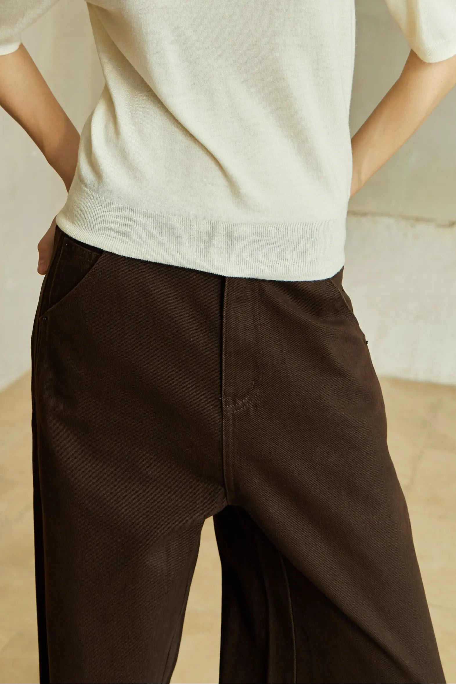 Famecoco Relaxed Wide‑Leg Cotton Jeans