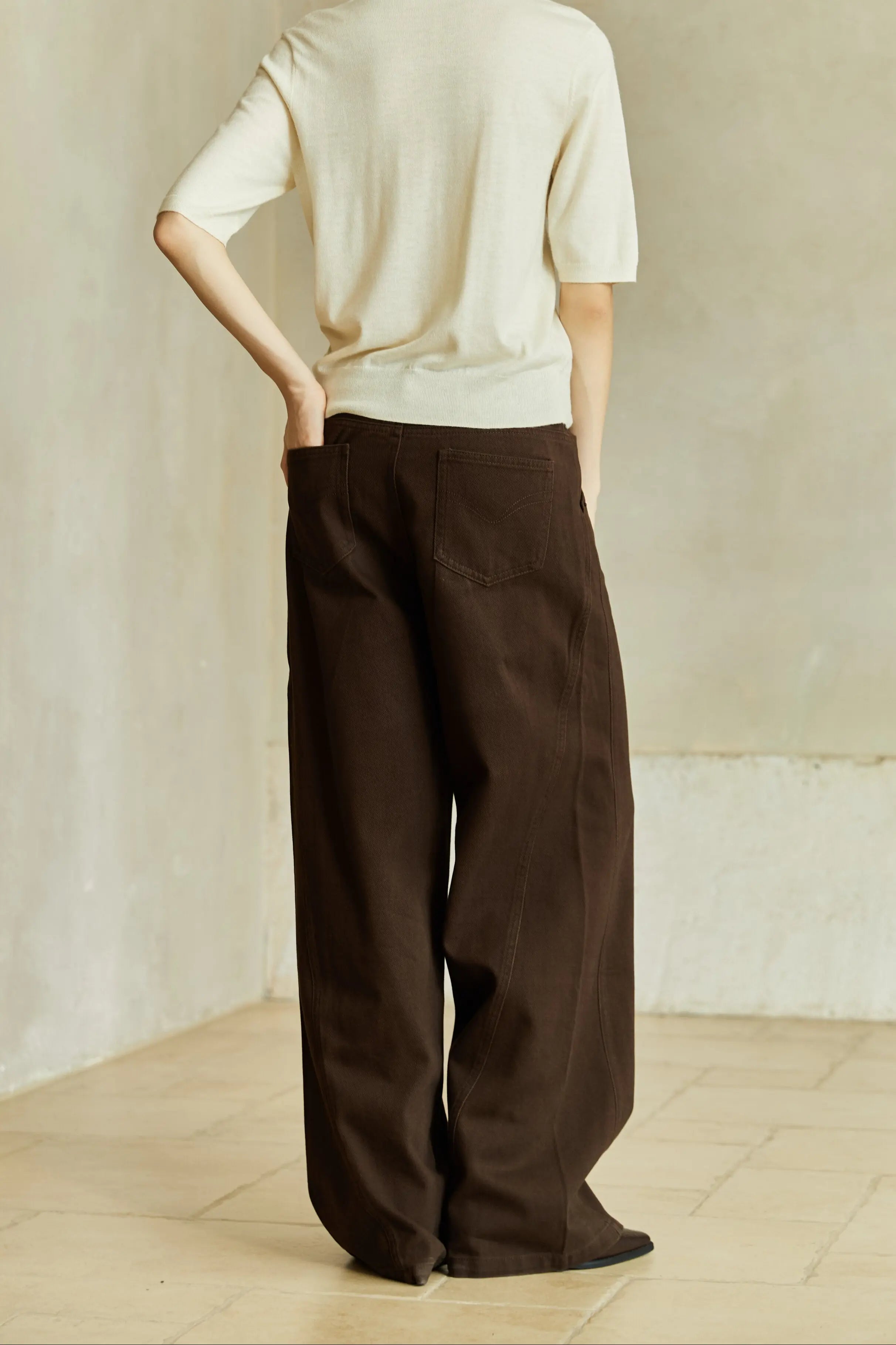Famecoco Relaxed Wide‑Leg Cotton Jeans