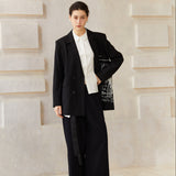 Famecoco Signature Embroidered Black Blazer