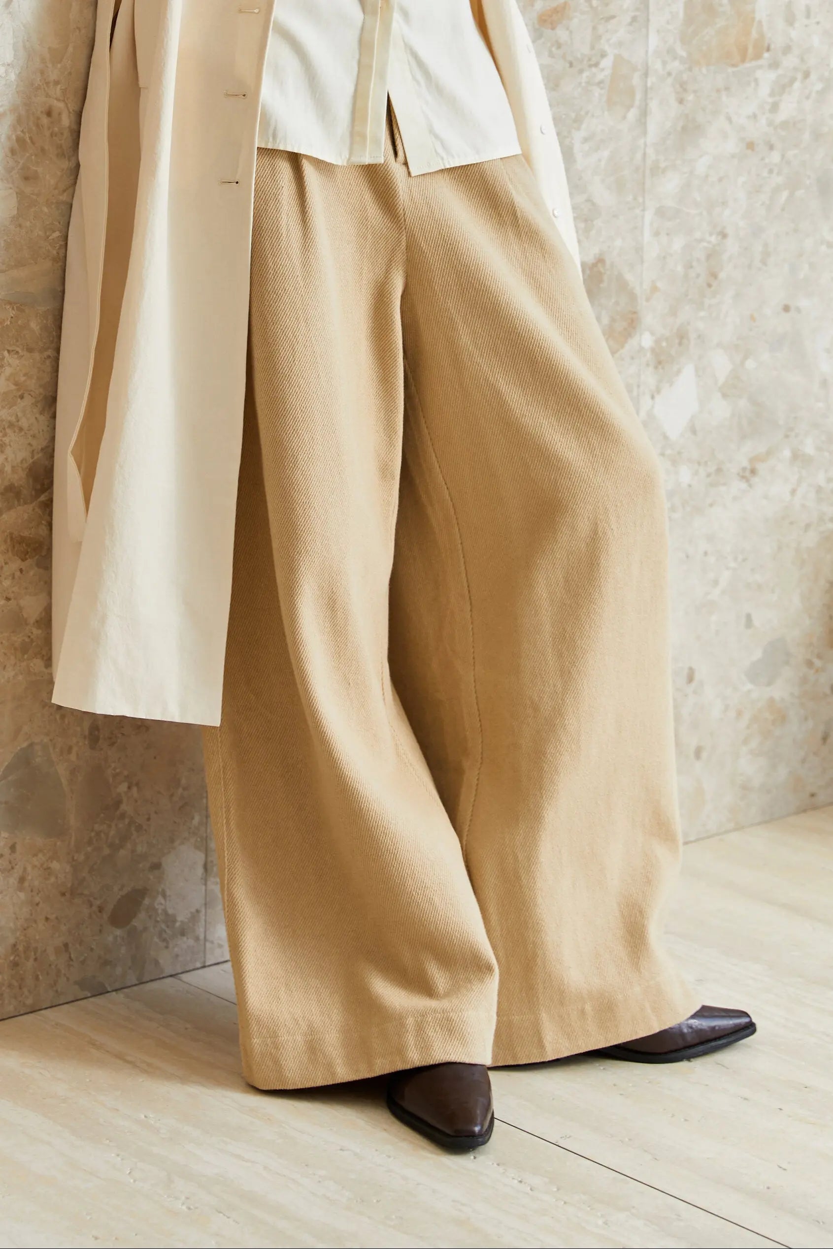 Famecoco 100% Cotton Wide-Leg Corduroy Pants