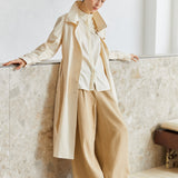 Famecoco Signature 100% Cotton High-Collar Trench Coat