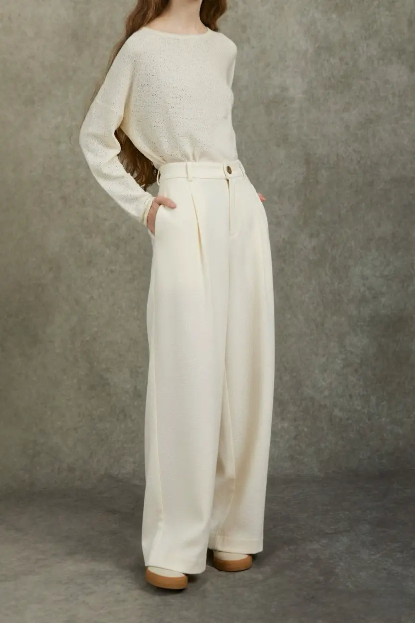 Famecoco 100% Cotton Wide-Leg Corduroy Pants