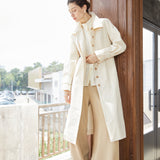 Famecoco Signature 100% Cotton High-Collar Trench Coat