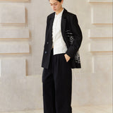 Famecoco Signature Embroidered Black Blazer