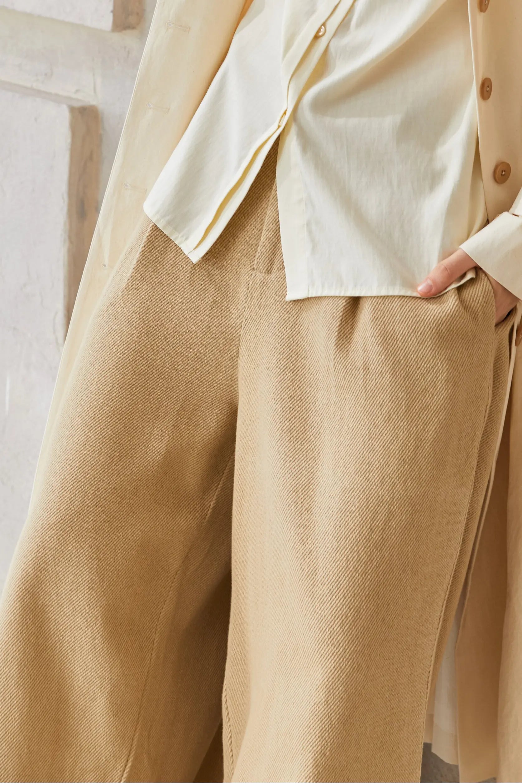 Famecoco 100% Cotton Wide-Leg Corduroy Pants