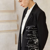 Famecoco Signature Embroidered Black Blazer